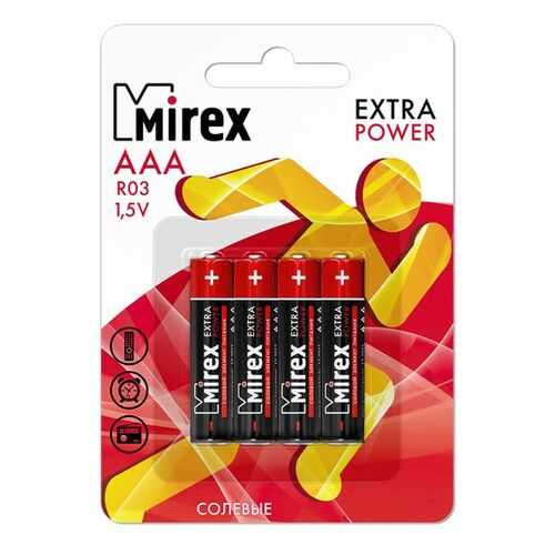 Батарейка солевая Mirex R03/AAA 1,5V 4 шт в Корпорация Центр